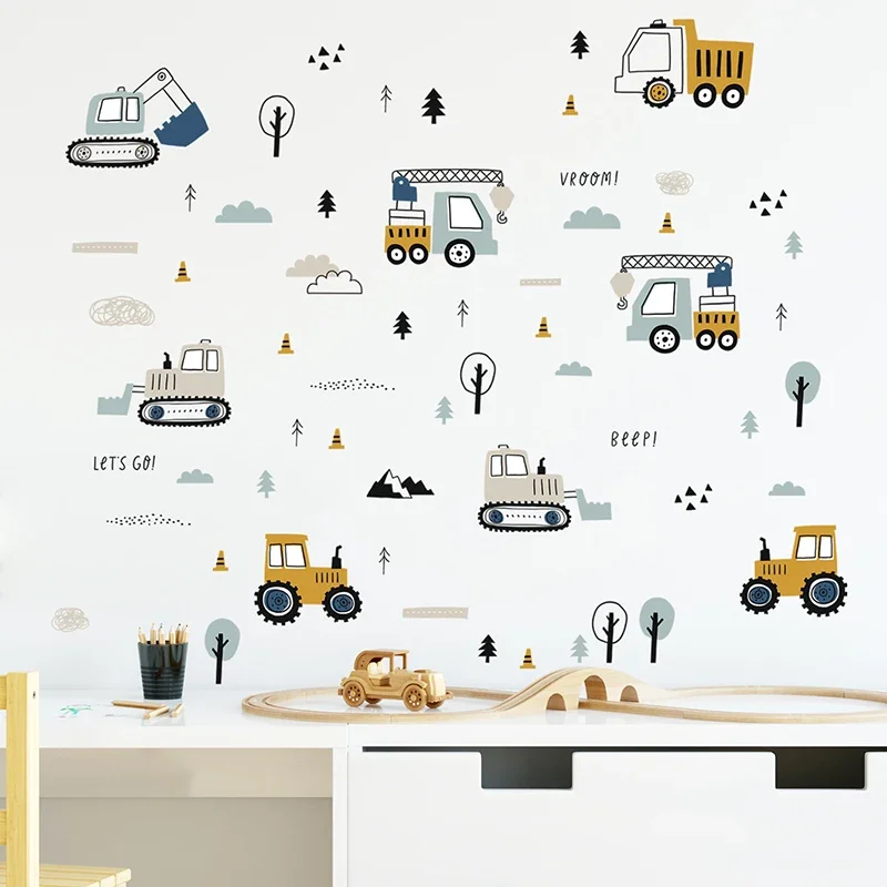 Baby Nursery Design - Hand Drawn Cute Cars Cargo Truck