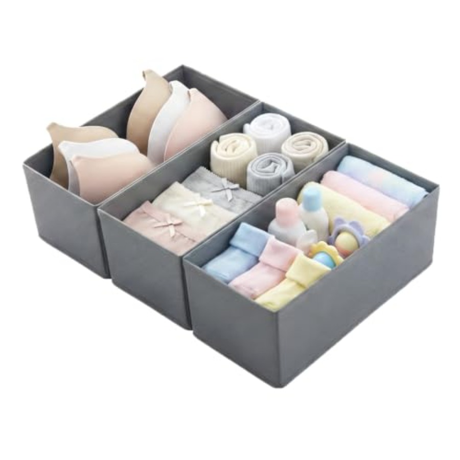 Closet Organizer Baby - Small Foldable Fabric Drawer Organizer 3-Pack