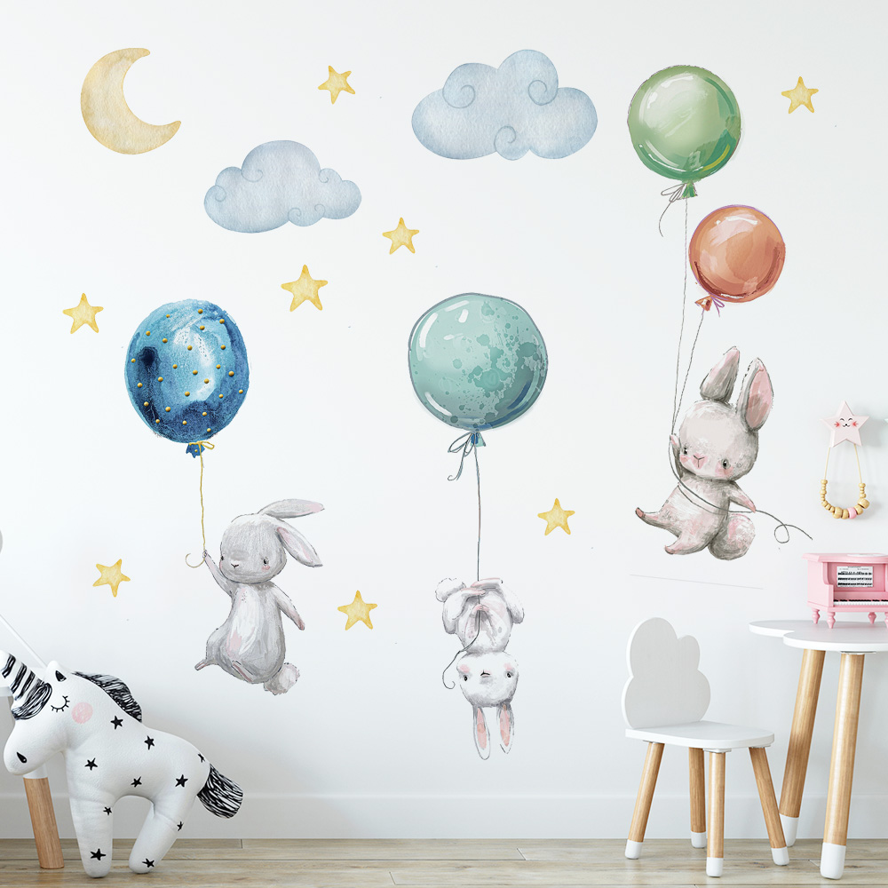 Baby Nursery Package - Cute Lovely Flying Rabbits Wall Stickers