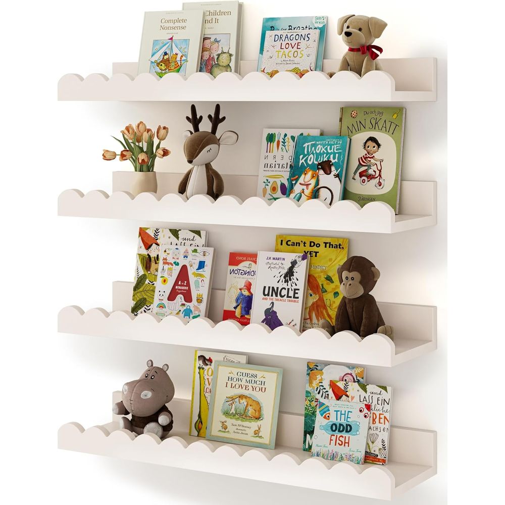 4-Pack White Floating Shelves, - đánh giá và giá Baby Nursery Floating Shelves