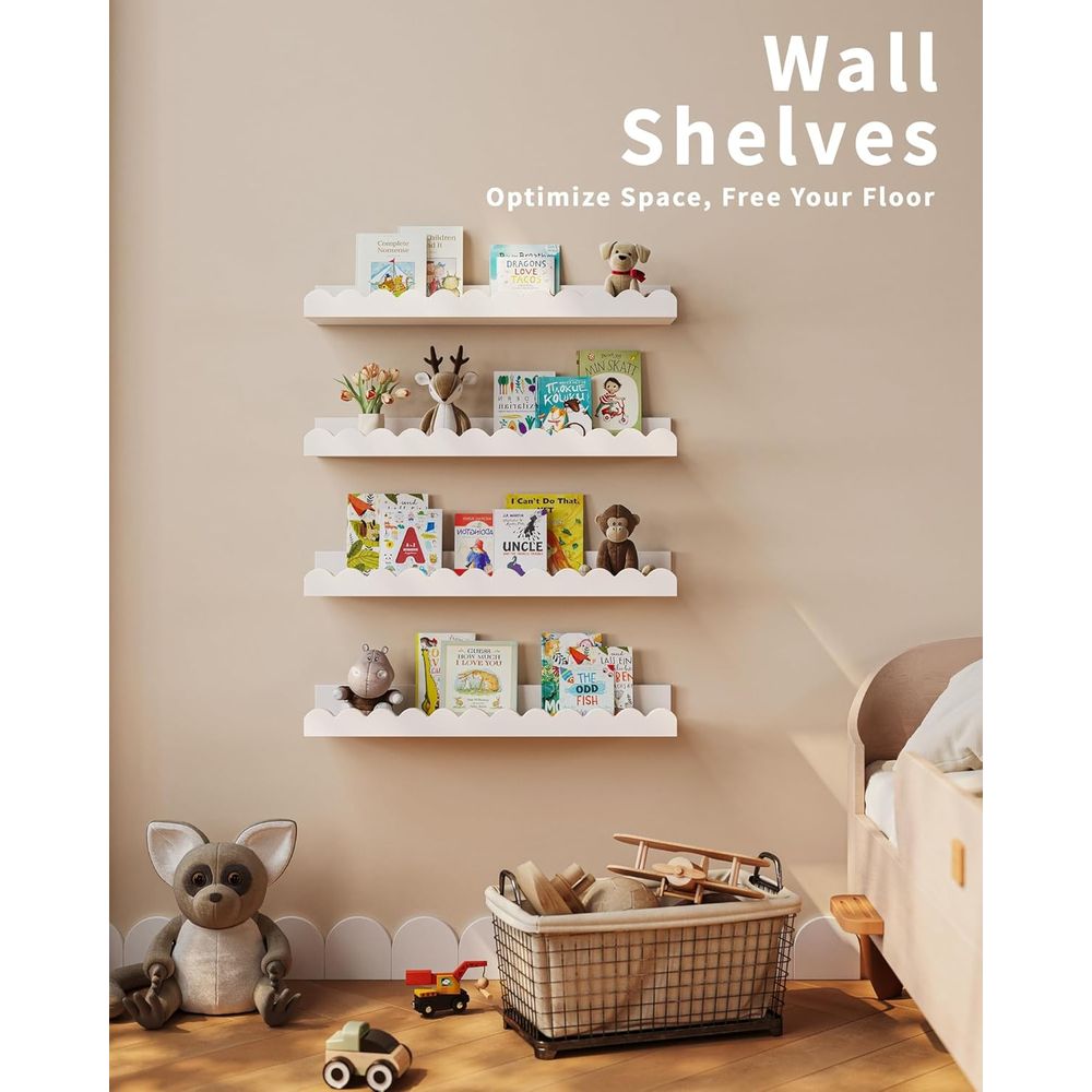 4-Pack White Floating Shelves, - đánh giá và giá Baby Nursery Floating Shelves