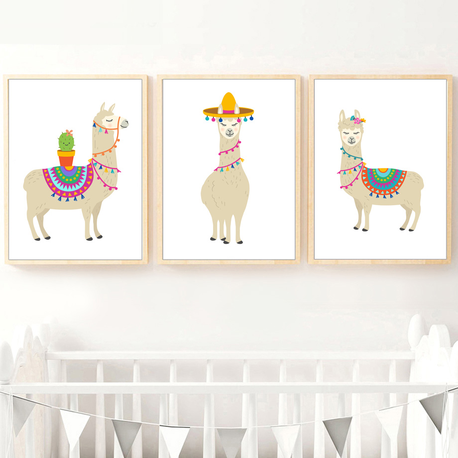 Cartoon Llama Cactus Nursery W - đánh giá và giá Baby Nursery Mirror