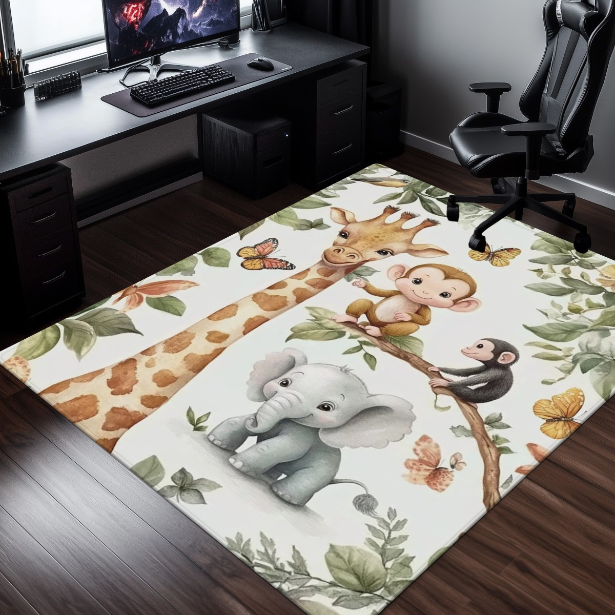 Watercolor Animal Jungle Print - đánh giá và giá Baby Nursery Jungle Rug