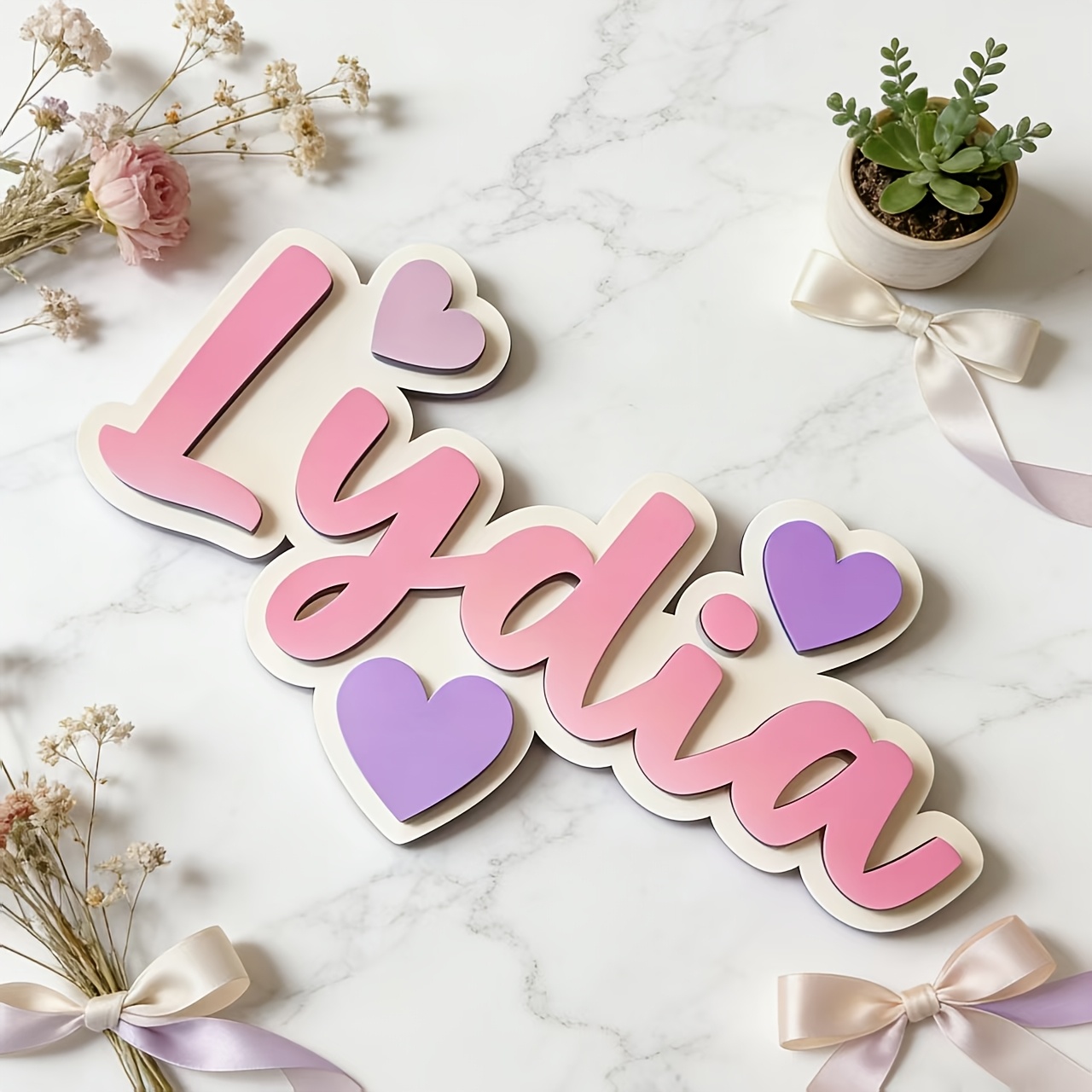 Personalized Gradient Heart Na - đánh giá và giá Baby Nursery Hanging Decor