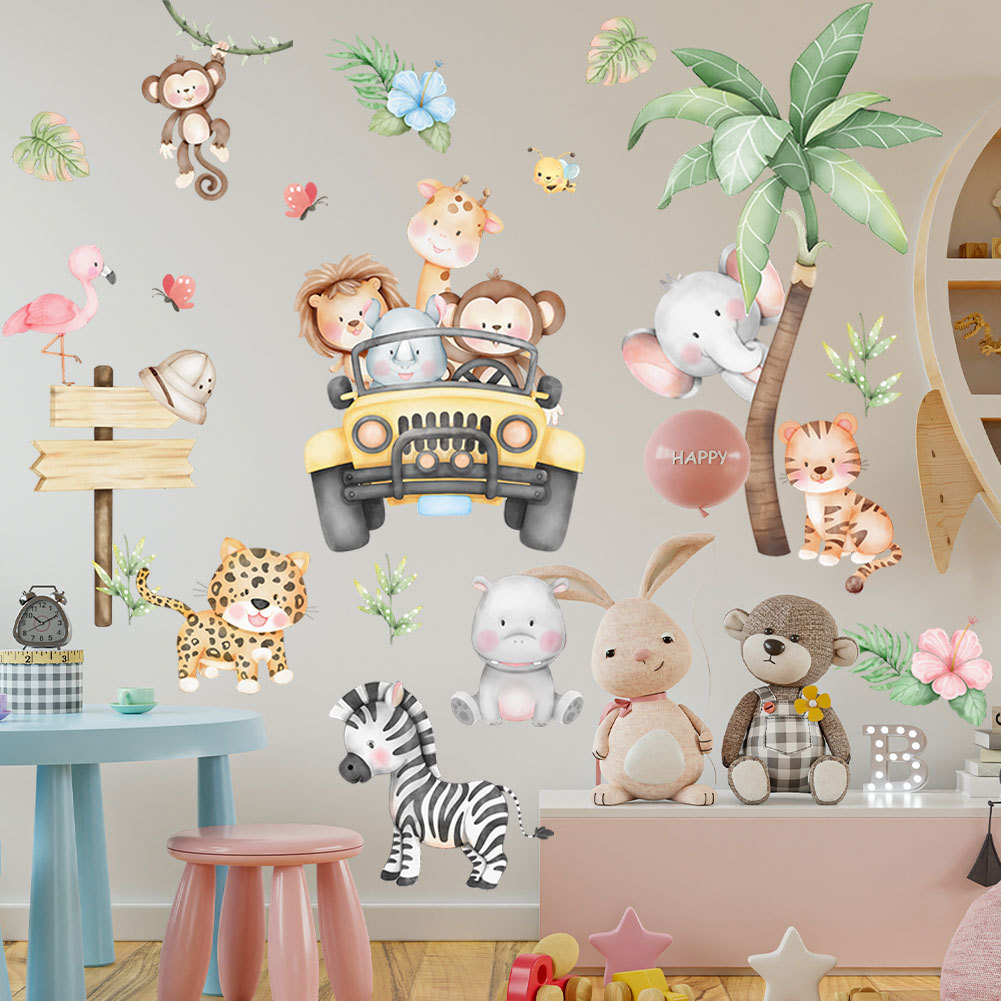 kids room cartoon elephant gir - đánh giá và giá Baby Nursery Zoo Animals