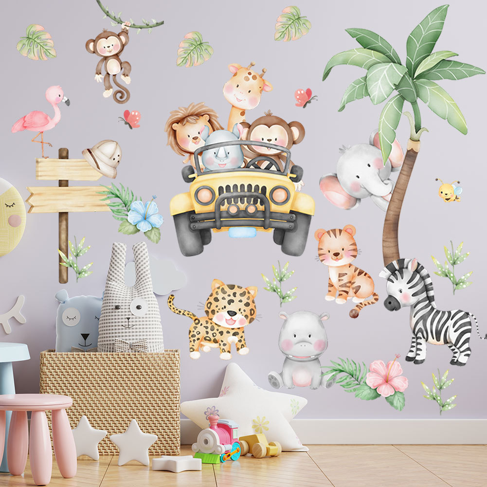 kids room cartoon elephant gir - đánh giá và giá Baby Nursery Zoo Animals