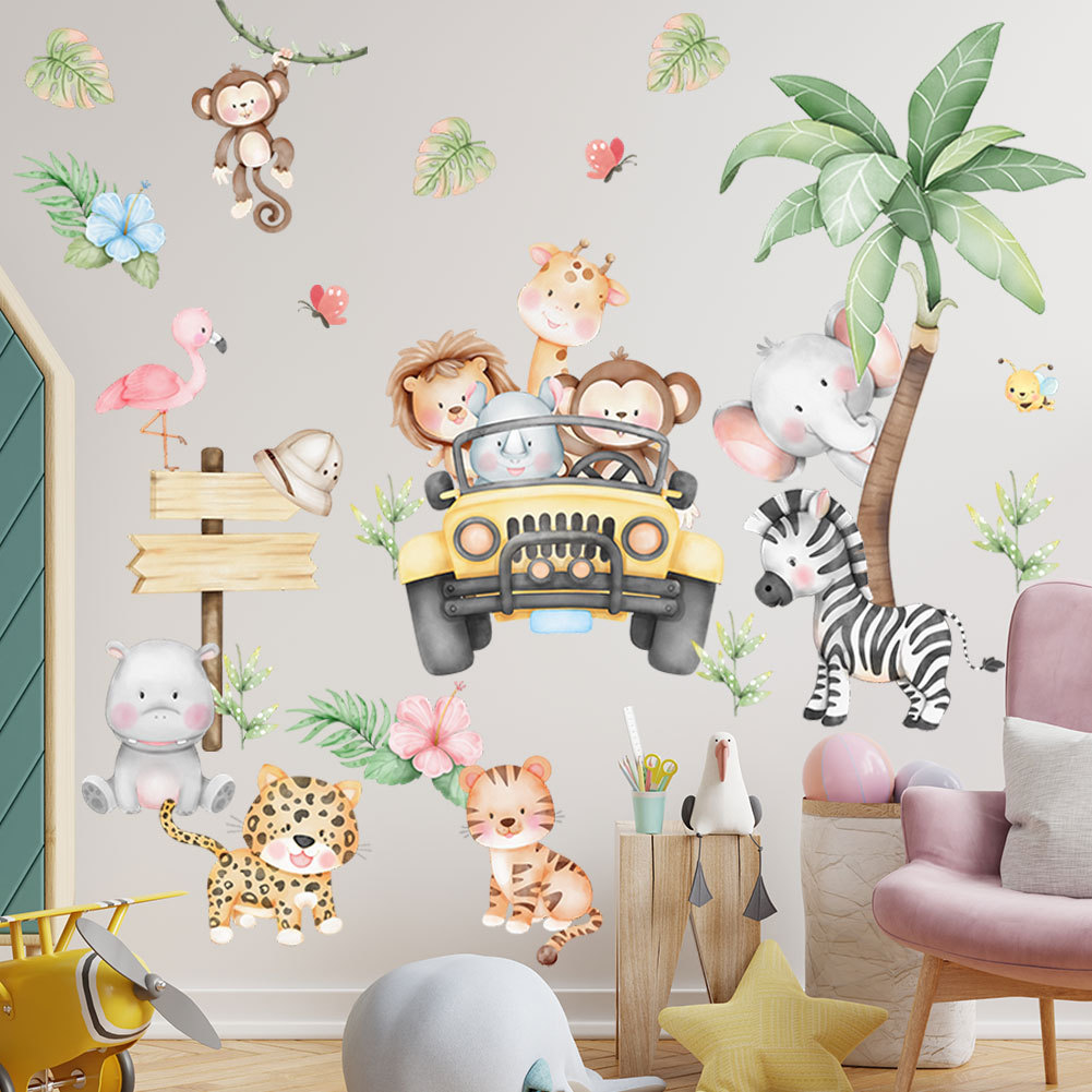 kids room cartoon elephant gir - đánh giá và giá Baby Nursery Zoo Animals