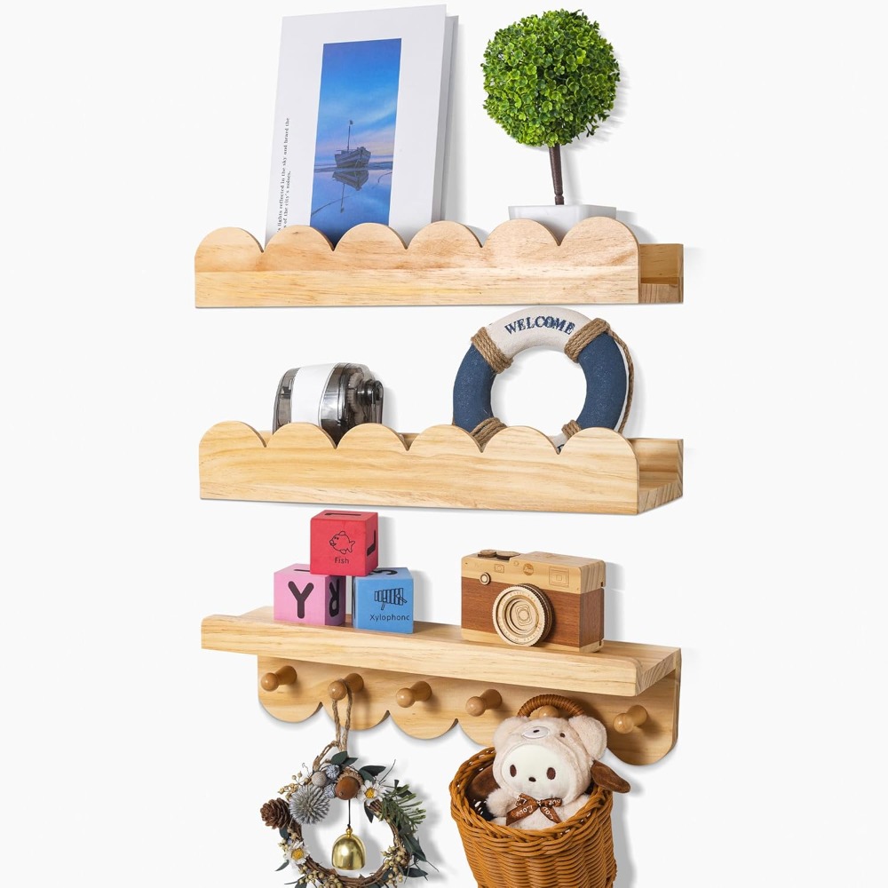 Nursery Book Shelves 3PCS Wood - đánh giá và giá Baby Nursery Floating Shelves