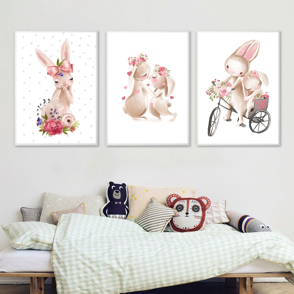 Rabbit animal print, pink flow - đánh giá và giá Baby Nursery Mirror