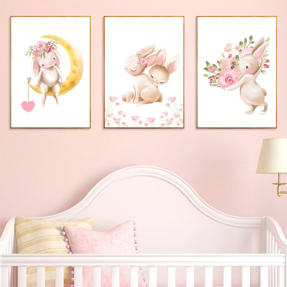 Rabbit animal print, pink flow - đánh giá và giá Baby Nursery Mirror