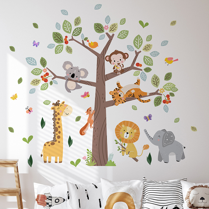 Large Jungle Animal Wall Stick - đánh giá và giá Baby Nursery Zoo Animals