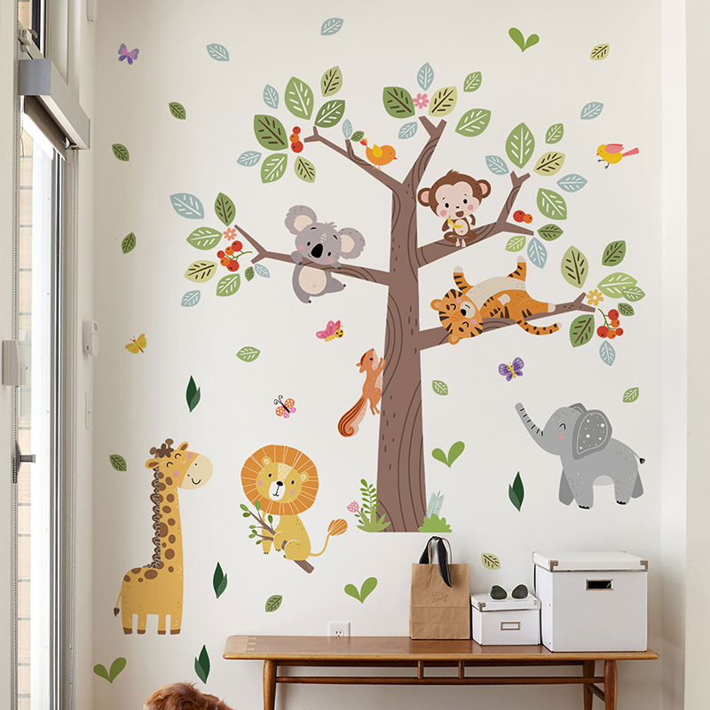 Large Jungle Animal Wall Stick - đánh giá và giá Baby Nursery Zoo Animals