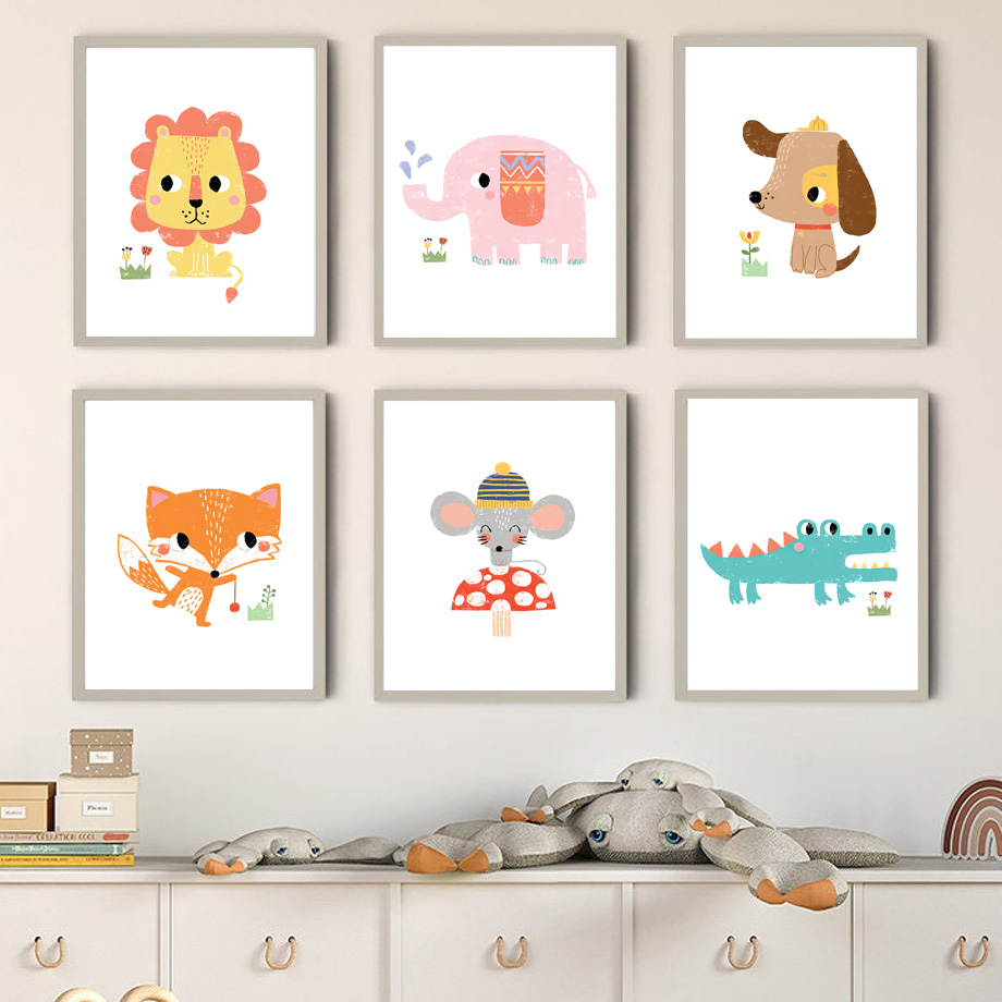 1pc frameless Canvas Painting  - đánh giá và giá Baby Nursery Zoo Animals