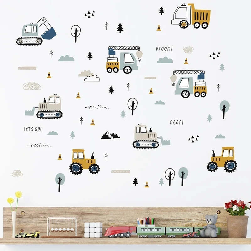 Hand Drawn Cute Cars Cargo Tru - đánh giá và giá Baby Nursery Design