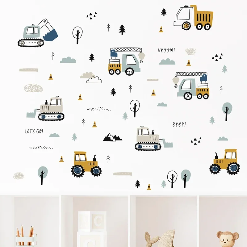 Hand Drawn Cute Cars Cargo Tru - đánh giá và giá Baby Nursery Design