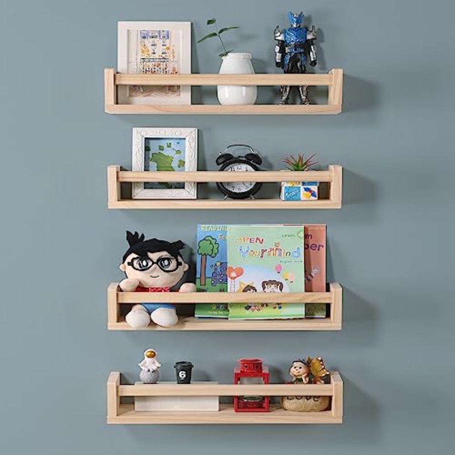 Nursery Room Shelves Set of 4, - đánh giá và giá Baby Nursery Floating Shelves