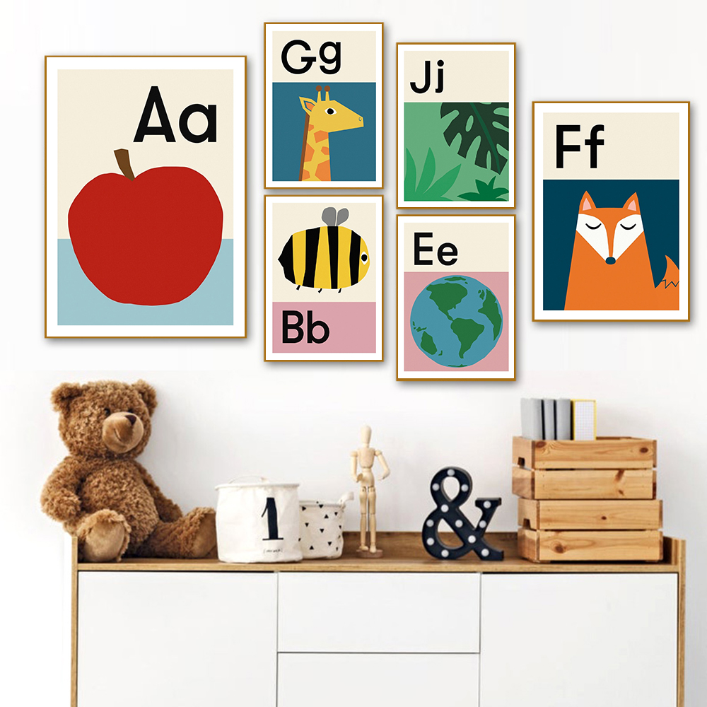 Cartoon ABCD Alphabet Poster E - đánh giá và giá Baby Nursery Images Free