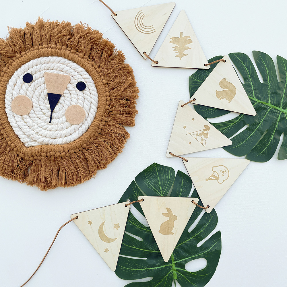 Bắc Âu Bằng Gỗ Tam Giác Cờ Tre - đánh giá và giá Baby Nursery Hanging Decor