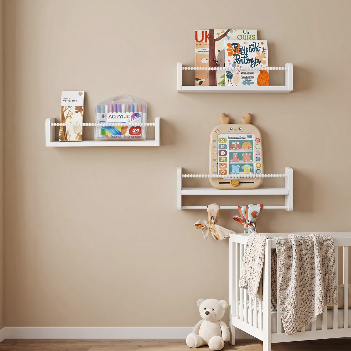 Floating Nursery Book Shelves  - đánh giá và giá Baby Nursery Floating Shelves